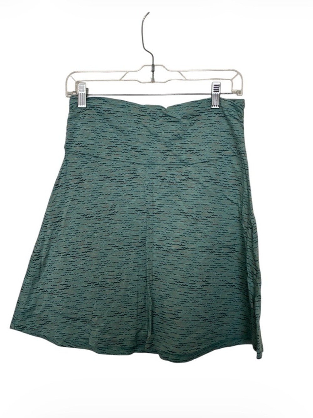 High-Waist Teal Patterned A-Line Skirt